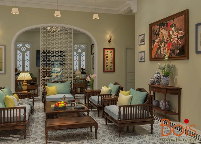 Phòng khách và sảnh tầng 1 — Phối cảnh 03