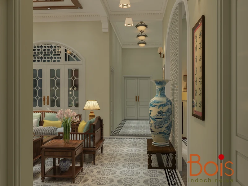 Phòng khách và sảnh tầng 1 — Phối cảnh 04