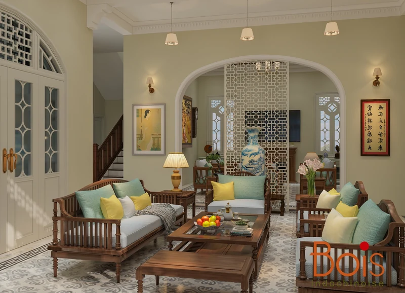 Phòng khách và sảnh tầng 1 — Phối cảnh 05