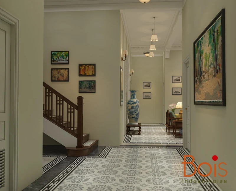 Phòng khách và sảnh tầng 1 — Phối cảnh 14